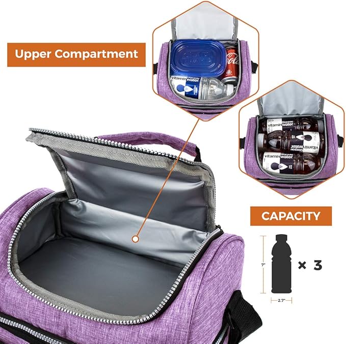 OPUX Lunch Box For Women, Insulated Large Lunch Bag Adult Work, Double Decker - Image 8