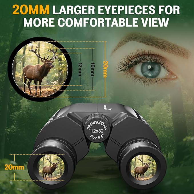 12x32 Compact Binoculars for Adults Kids - Image 3