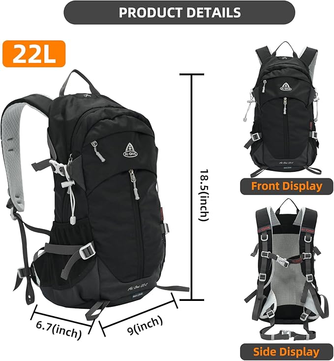 22L Hiking Backpack Lightweight Durable Waterproof Internal Frame Multi-Purpose - Image 6