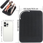 Heysam Heat Mat for Flat Iron Hair Straightener and Curling Iron Pad, Travel Storage Mat Pouch for Countertop, Professional Heat Resistant Silicone Mat for Hair Tools, 9"x6.5", Black