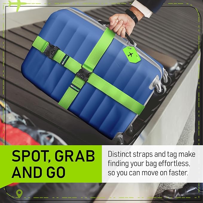 Untethered Ultimate Travel Set: 4 Premium Luggage Straps and 4 Silicone Tags - Image 4