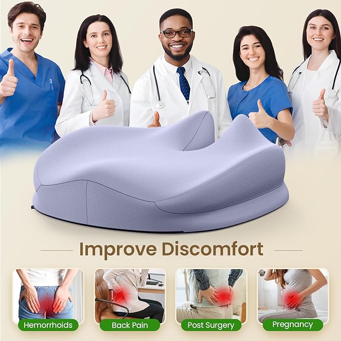 Benazcap Large Seat Cushion for Office Chair Memory Foam Coccyx Pain Relief - Image 4