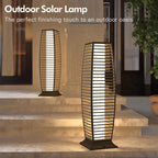 Outdoor Floor Lamp Solar Powered Lantern Waterproof Wicker Boho Deck Lights for Garden Porch Decor (1 PC Large / Crossover)