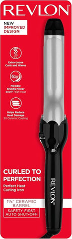 Revlon Perfect Heat Triple Ceramic Curling Iron | For Silky Smooth Tousled Curls (1-1/4 in)