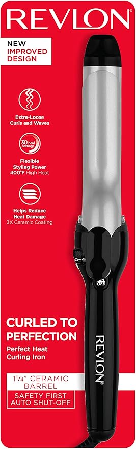 Revlon Perfect Heat Triple Ceramic Curling Iron | For Silky Smooth Tousled Curls (1-1/4 in)