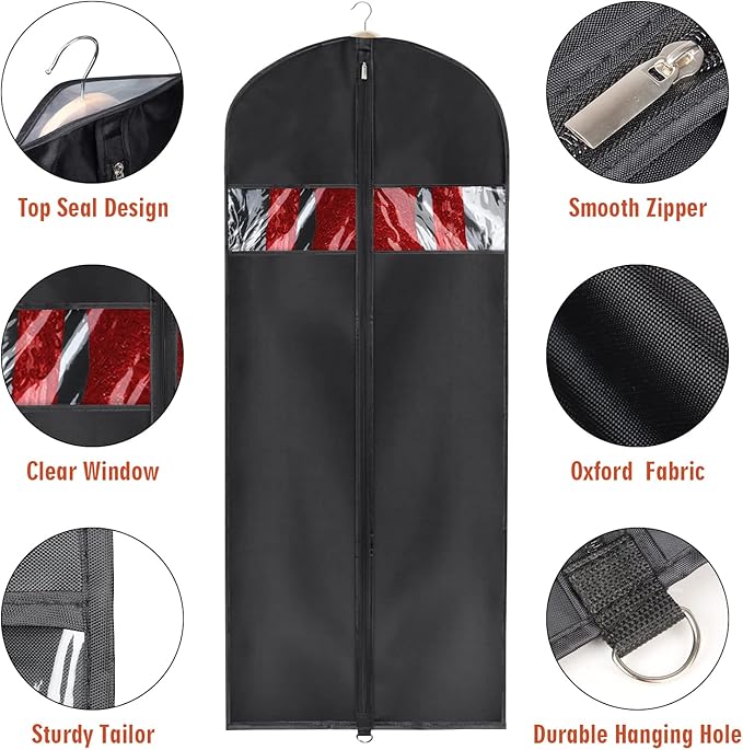Univivi Garment Bag Suit Bag for Storage and Travel 60 inches, Lightweight - Image 3