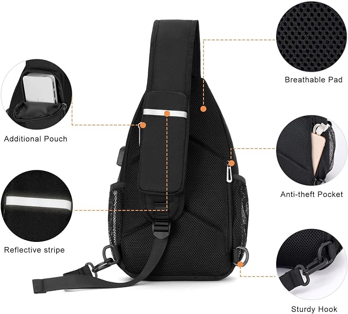 MOSISO Sling Backpack Bag, Crossbody Shoulder Bag Travel Hiking Daypack Chest - Image 4