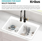 KRAUS Forteza 33-inch Granite Drop In/Undermount 50/50 Double Bowl White - Image 8