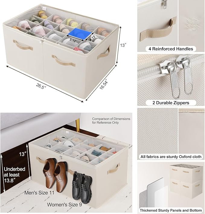 Shoe Organizer for Closet 2 Pack, Foldable Shoe Box - Image 2