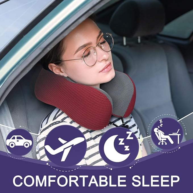 napfun Neck Pillow for Traveling, Upgraded Travel Neck Pillow for Airplane 100% - Image 2