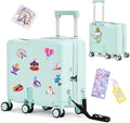 Kids Ride-On Luggage, Foldable Pedal, Hidden Cup Holder & Combination Lock by smilesun