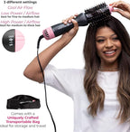 Milano Collection Hot Air Hair Brush Dryer, Quick & Easy Styling, Hair Volumizer for Human Hair Wigs & Natural Hair, Lightweight Round-Shaped Barrel Blow Dry Brush, Black
