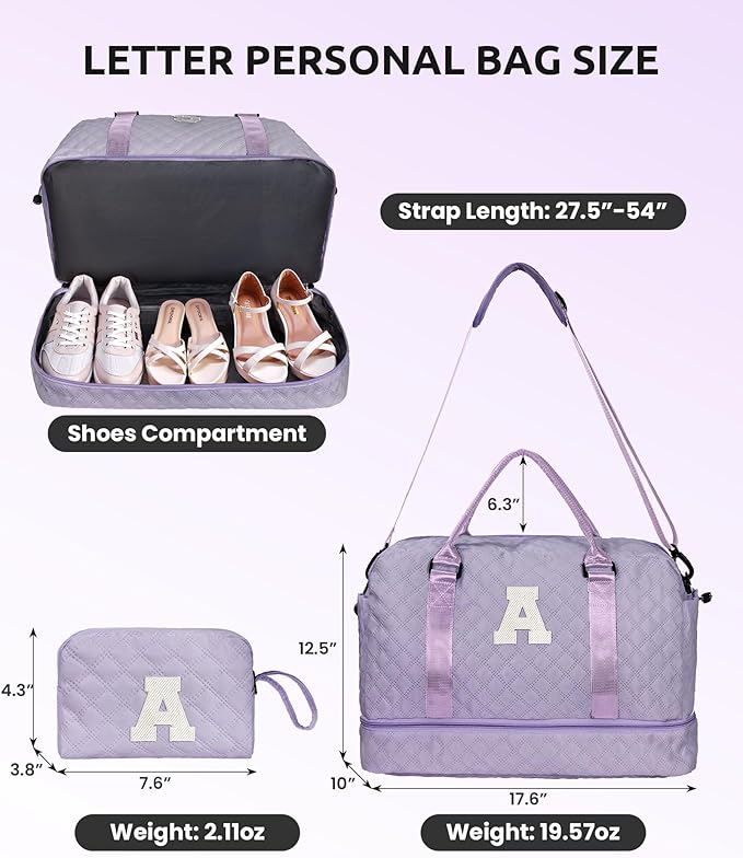 College Roommate Gifts, Teen Girls Gift Ideas-Girl Initial Travel Bags - Image 3