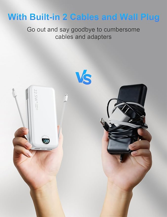 Portable Charger with Wall Plug, 20000mAh USB C Power Bank Fast Charging - Image 2