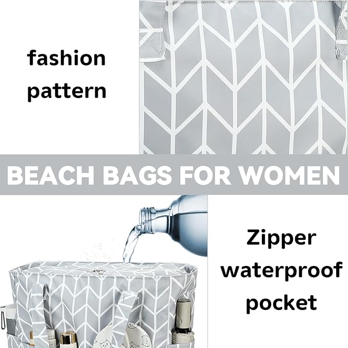 LEDAOU Beach Bag Waterproof Sandproof Women Tote Bag Pool Bag - Image 7