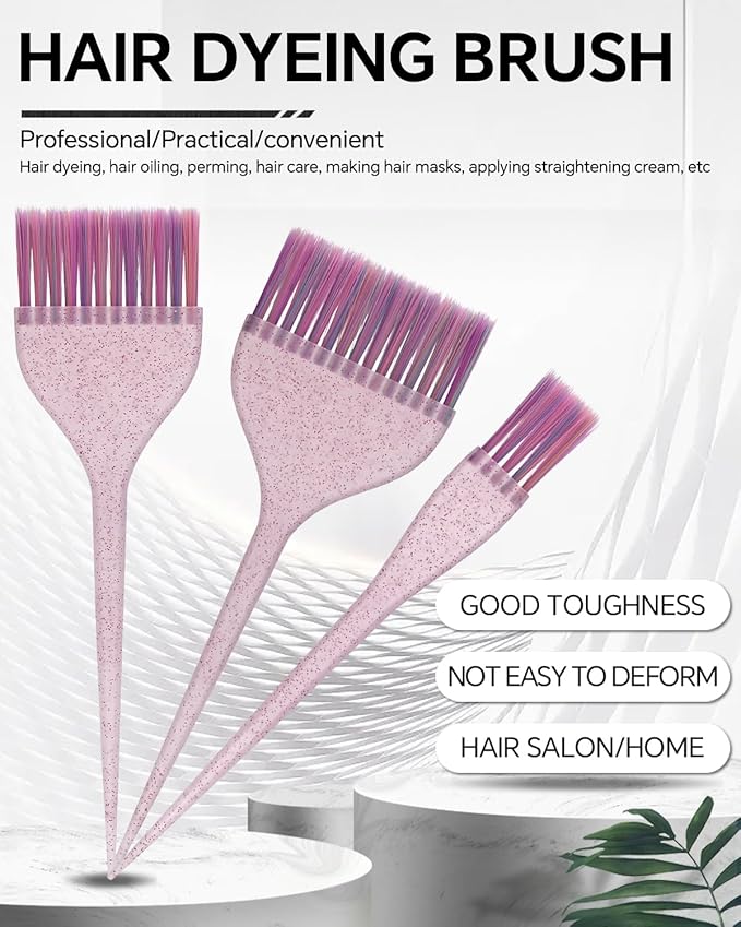 3 Pack Hair Color Brush Set - Professional Hair Dye Brush for Stylist, for Highlighting, Tint and Coloring Sections - Women Men Salon Use Home DIY Dyeing