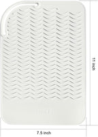 11" X 7.5" Large Heat Resistant Travel Mat for Curling Irons Flat Irons Hair Dryers Hair Straighteners Pad - Silicone Mat for Hair Styling Tools, Salon Hot Tools Mat, Vanity Mat - Ivory White