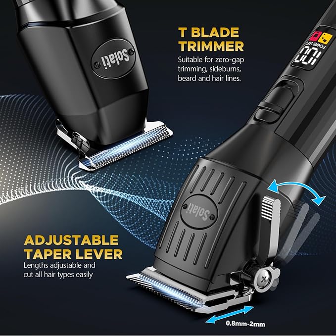 Professional Hair Clippers for Men Cordless Trimmers Kit with LED Display Electric Beard Trimmer for Kid Cordless Beards Trimmer Haircut Grooming Kit Gift for Men Women Barber Kids (Black)
