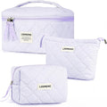 Makeup Bag 3 PCS Cosmetic Bags for Women, Large Travel Make up Bag Set Cute by Lodmemo