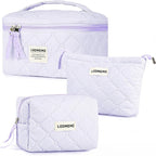 Makeup Bag 3 PCS Cosmetic Bags for Women, Large Travel Make up Bag Set Cute by Lodmemo