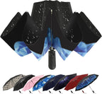 Compact Inverted Travel Umbrella, Automatic Open Close, 9-Rib 46 Inch Windproof by ZDSSM