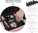 Relavel Makeup Bag Travel Makeup Train Case 13.8 inches Large Cosmetic Case Professional Portable Makeup Brush Holder Organizer and Storage with Adjustable Dividers and Shoulder Strap (Pink)