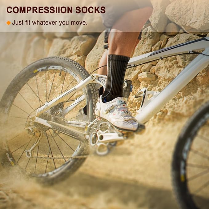 BULLIANT Compression Socks for Men 6Pairs, Athletic Crew Socks Cushioned For - Image 6
