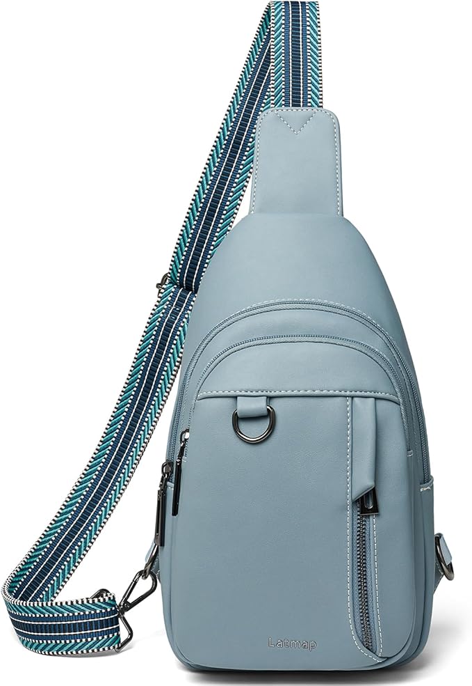 7L Sling Bag for Women Men Leather Small Sling Backpack Daypack Anti Theft by LATMAP