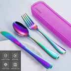 Travel Utensils with Case, 4-Piece Stainless Steel Portable Cutlery Set - Image 2