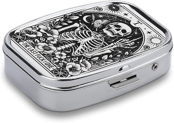 Metal 2 Compartment Pill Organizer Travel Friendly Portable Compact Pill Box - Image 3