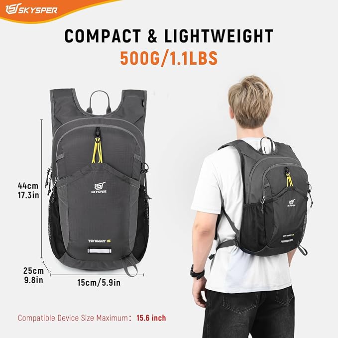 SKYSPER Hiking Backpack 15L Lightweight Walking Daypack - Image 6