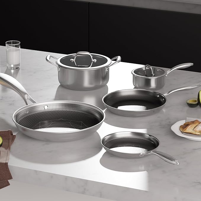 COOKER KING Stainless Steel Cookware Set, Pots and Pans Set Non Stick, Hybrid - Image 5