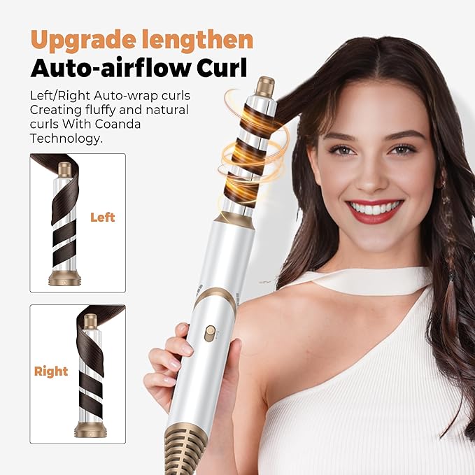 6 in 1 Hair Dryer Brush, Foldable Blow Dryer Brush with Air Styler Curler Wrap, Detachable Hot Air Brush Dry,Volumize, Straight,Curl, Negative Ion Brush Blow Dryer with Diffuser, Hair Styler Tools