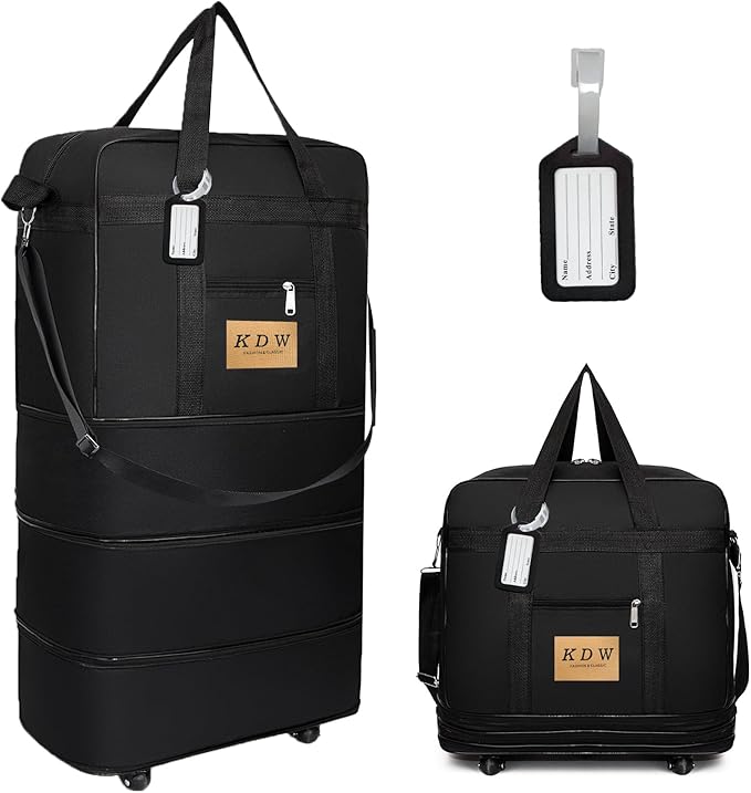 Foldable Travel Bag with Wheels, Extendable Tote Bag, Roller Expandable Luggage by kooldaiwangwang