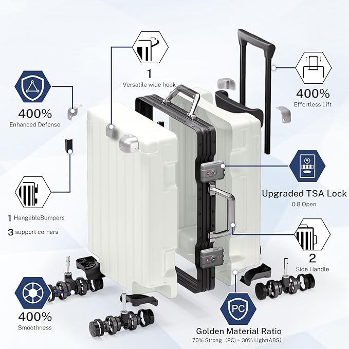 Krute Luggage 24 Inch Aluminum Frame Zipperless Suitcase - Image 4