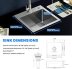 POPFLY 18 Inch Drop In Kitchen Sink, 304 Stainless Steel Top mount Handmade - Image 7