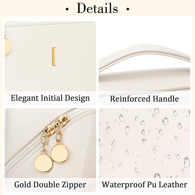 Birthday Gifts for Women Teen Girl, Personalized Initial Makeup Organizer Bag - Image 4