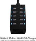 Sabrent 60 Watt 10-Port Family-Sized Desktop USB Rapid Charger. Smart USB Ports - Image 3