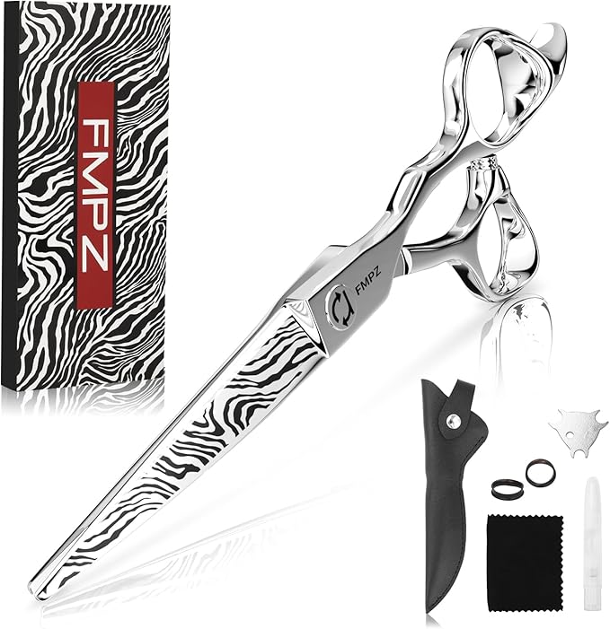 Hair Cutting Scissors Professional, 6" Barber Scissors, Hair Cutting Shears with 440C Steel - 60HRC Hardness Extremely Sharp with Ergonomic for Salon & Home Use - Zebra style