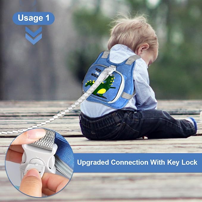 Toddler Harness Leash+ Anti Lost Wrist Link, Accmor Cute Dinosaur Kids Harness - Image 4