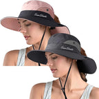 ZOORON Women's Ponytail Safari Sun Hat, Wide Brim UV Protection Outdoor Bucket by ZOORON
