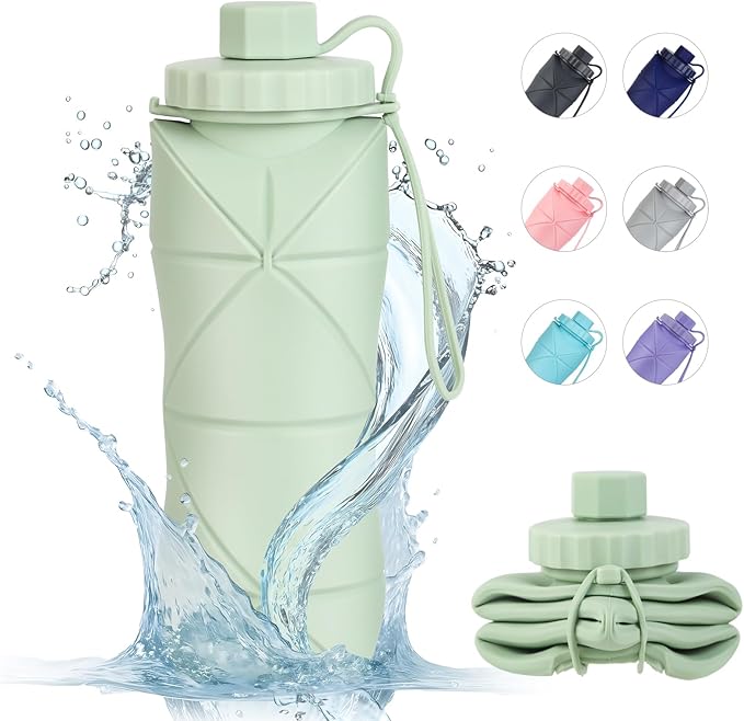 YCT Collapsible Silicone Travel Water Bottle 20oz, Reuseable Leakproof BPA Free - Image 2
