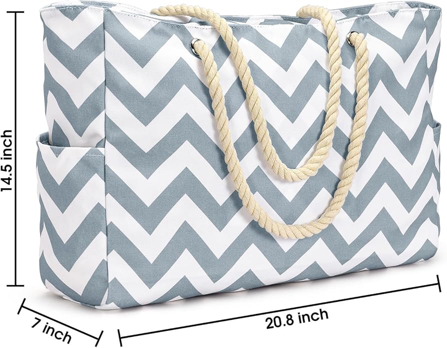 Becokan Beach Bags for Women Large Waterproof Beach Tote Bag Zipper Beach Bags - Image 4