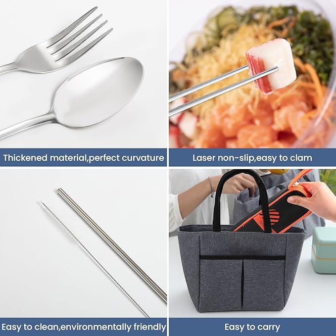 Travel Cutlery, Portable Cutlery Set | Portable Silverware Set, 18/8 Stainless - Image 3