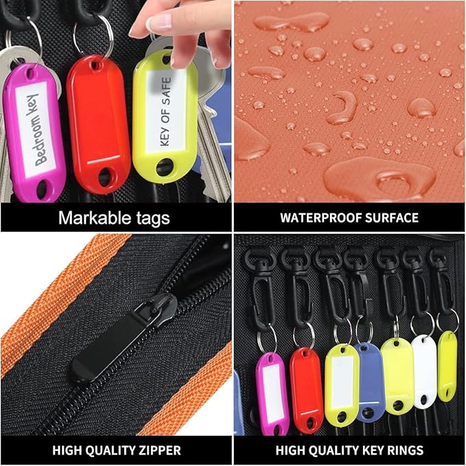 Sdstone 54 Hooks Portable Zippered Key Organizer, Fireproof and Waterproof Key - Image 3
