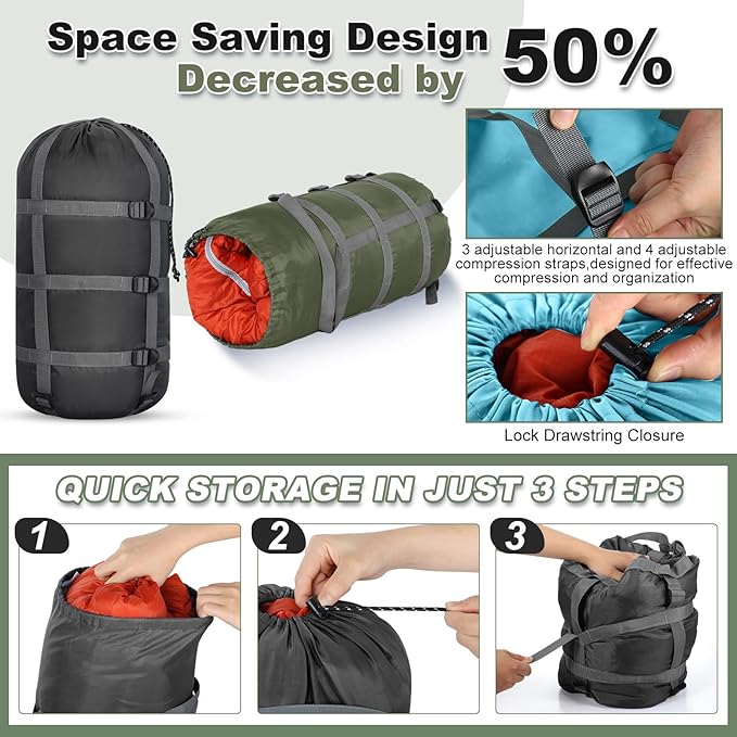 5 Pack Compression Stuff Sack 5 Assorted Size Sleeping Bag Stuff Sack - Image 3
