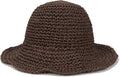 Womens Wide Brim Straw Sun Hat Foldable Floppy Crochet Beach Hat by Voilipex