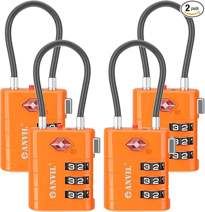 ANVIL TSA Approved Luggage Locks – High Security TSA008 Combination Travel Locks by ANVIL