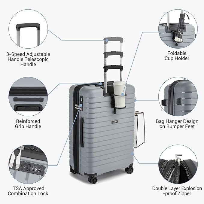 Kono 24 Inch Expandable Luggage Suitcase - Image 5