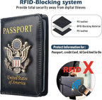 Coowayze Passport Holder Cover for Women Men, Leather US Passport Wallet Case - Image 2